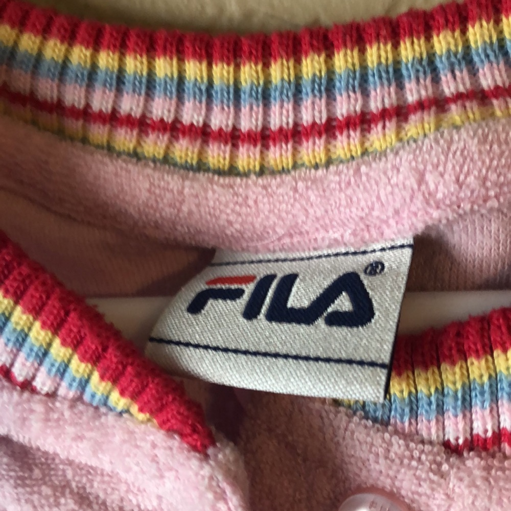Fila Vintage Early 2000’s Pink Short Sleeve Terry Cloth Material Top Girls Sz 6 - Picture 2 of 8